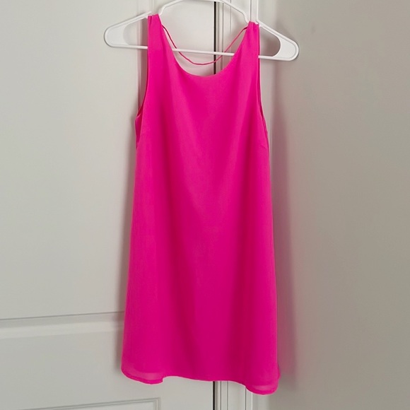 Tobi Neon Pink Deep-V Sleeveless Dress - Picture 4 of 6